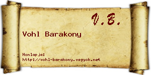 Vohl Barakony névjegykártya